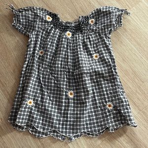 Zara dress plaid with yellow flowers button up back 4t